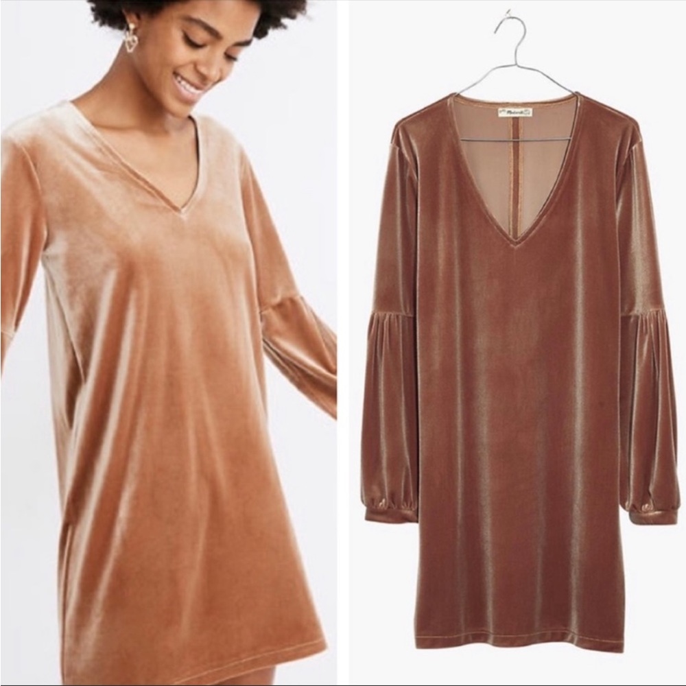 FLASH SALE ‼️ Madewell Velvet Balloon Sleeve Dress